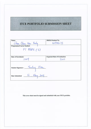 Uiit   itce portfolio submission sheet