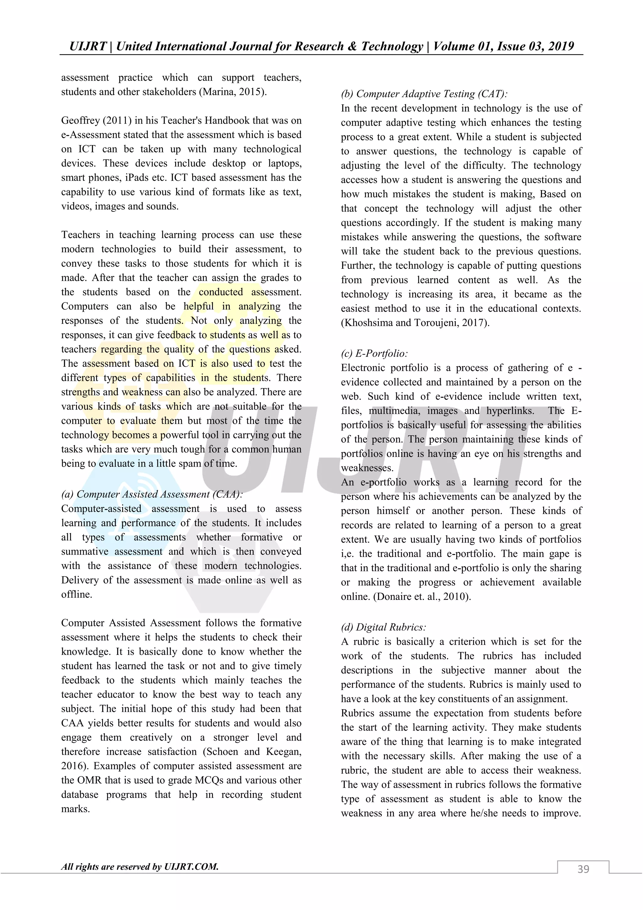 ICT in Assessment: A Backbone for Teaching and Learning Process | PDF