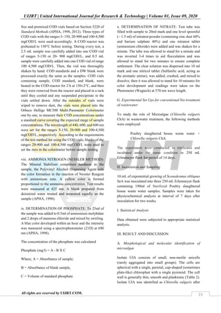Biotreatment of Slaughterhouse Waste Water by Microalgae | PDF