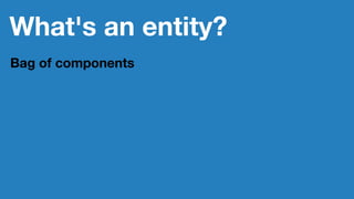 What's an entity?
Bag of components
 