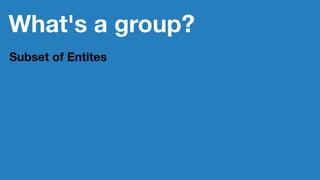 What's a group?
Subset of Entites
 