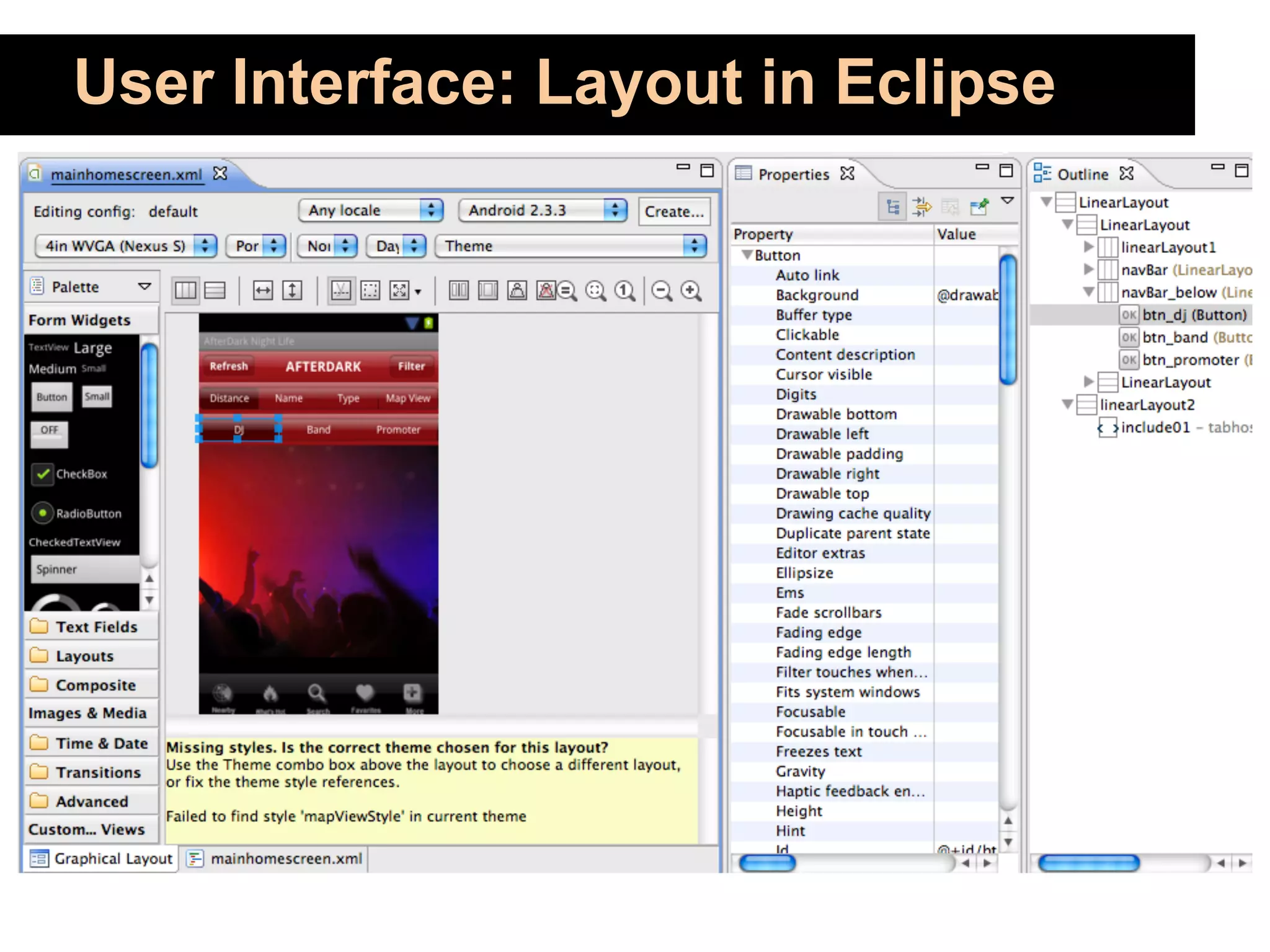 User Interface: Layout in Eclipse
 