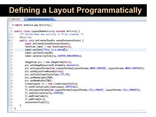 Defining a Layout Programmatically