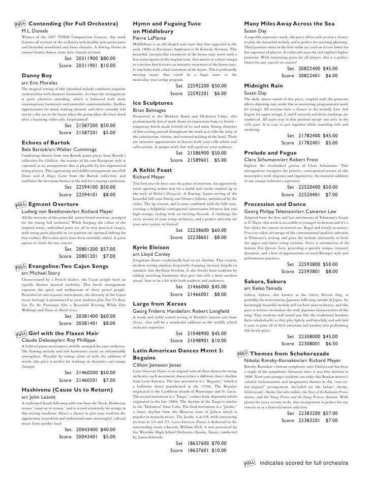2011 Texas UIL PML Orchestra Additions 20112012