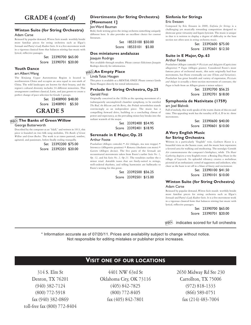 2011 Texas UIL PML Orchestra Additions 20112012