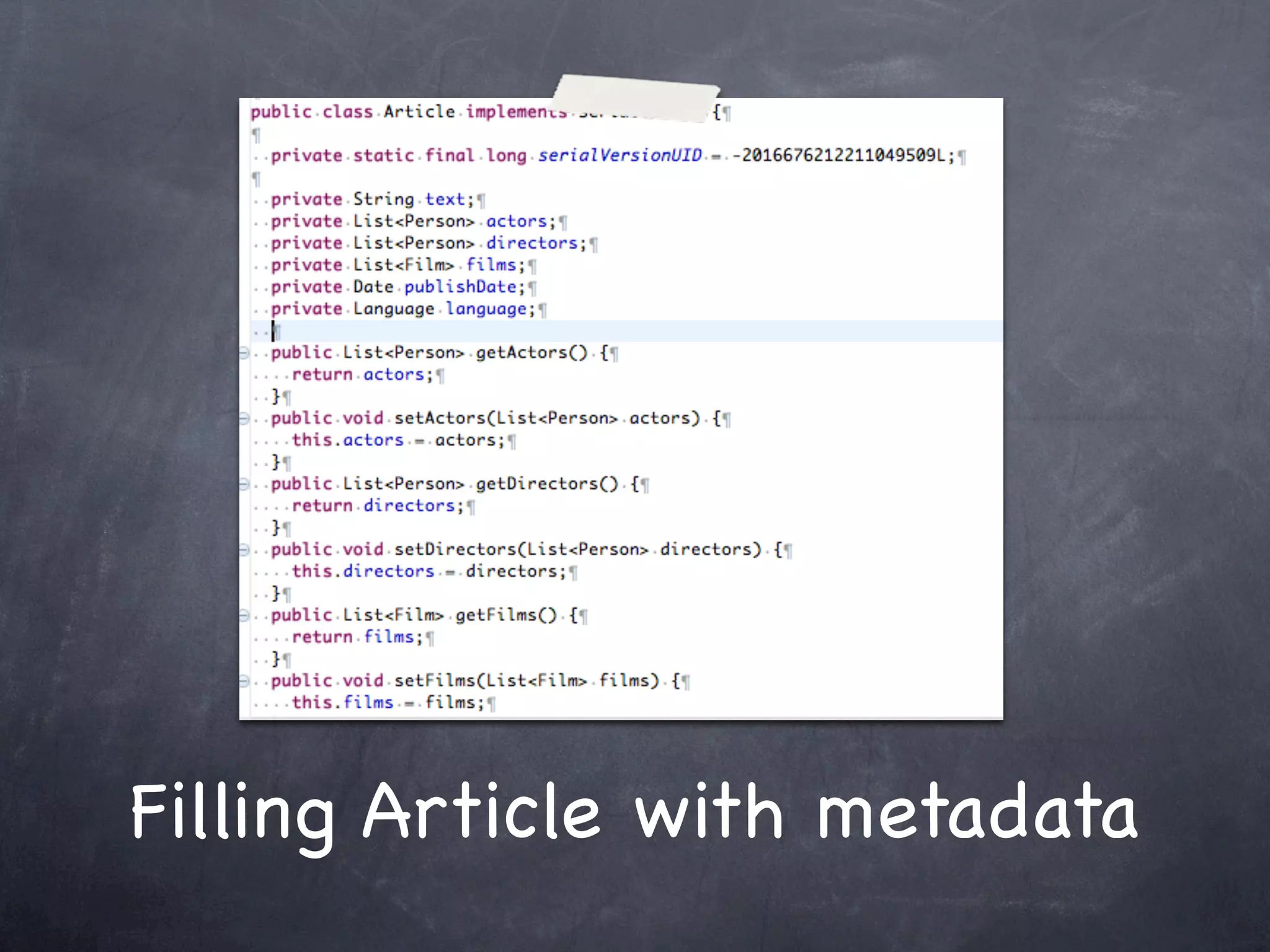 Filling Article with metadata
 