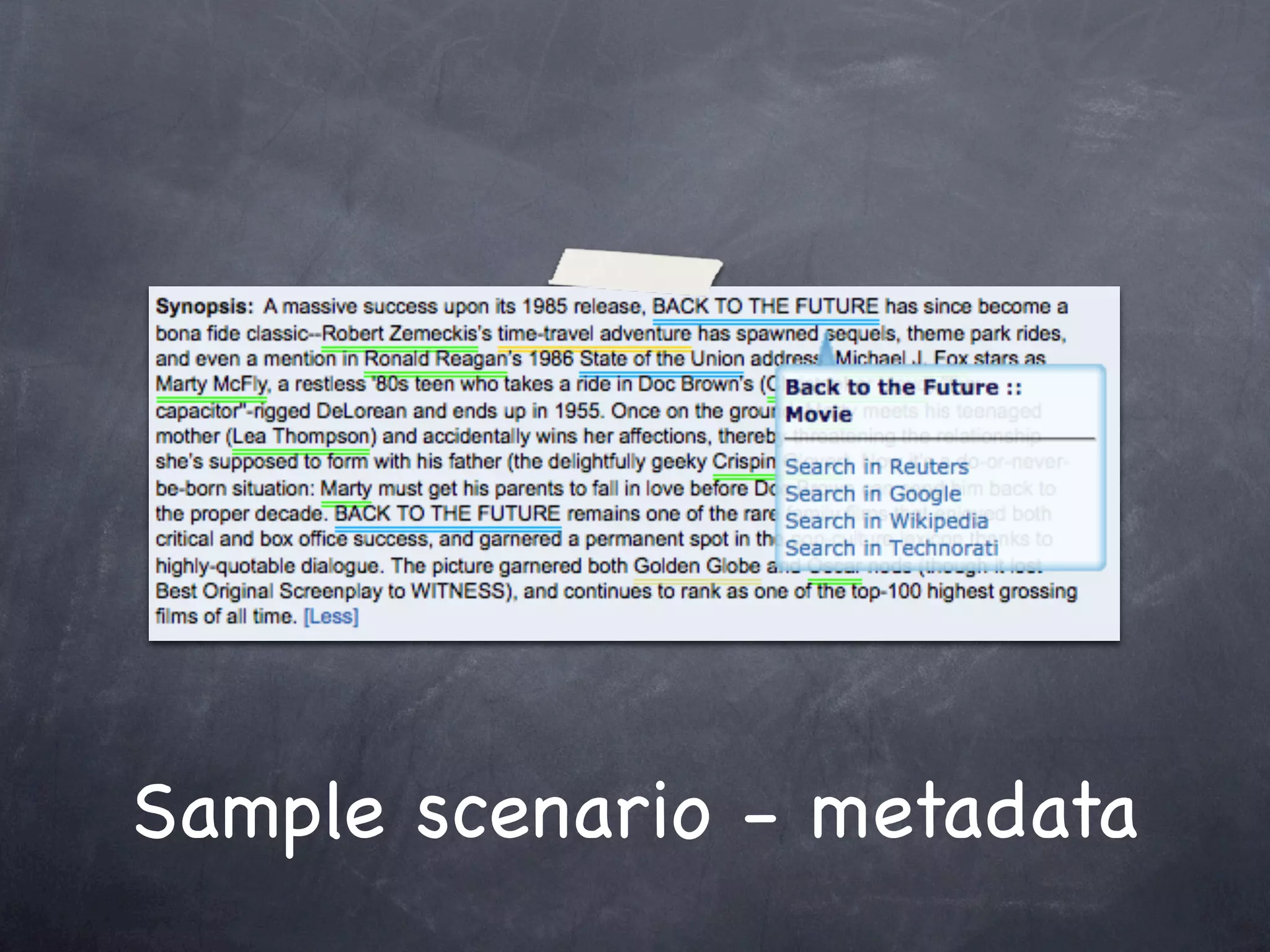Sample scenario - metadata
 