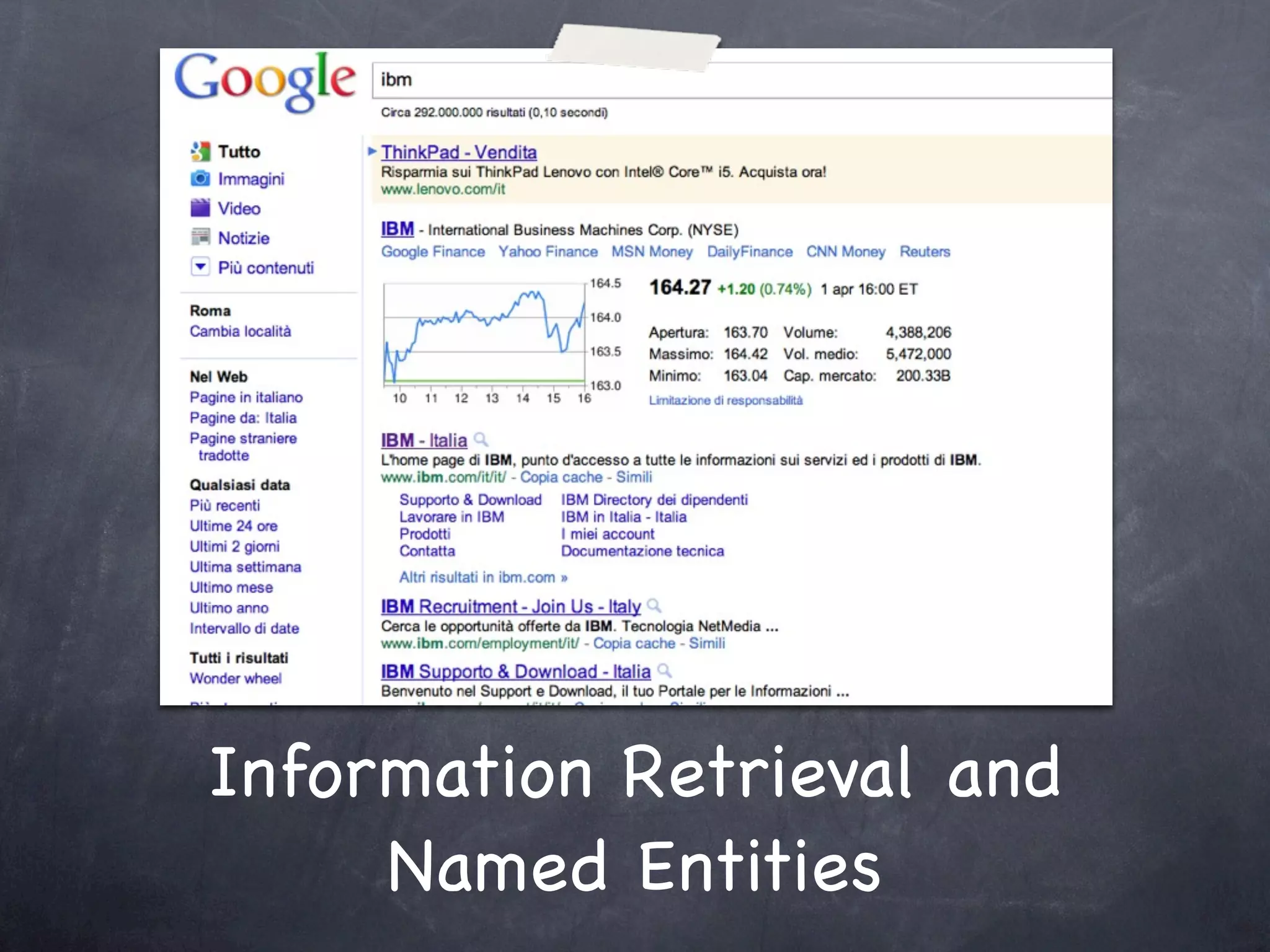 Information Retrieval and
     Named Entities
 