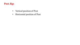 Post Jigs
• Vertical position of Post
• Horizontal position of Post
 
