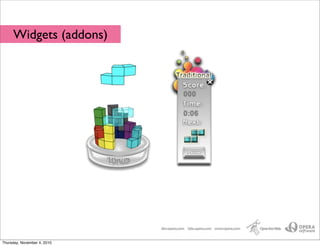 Widgets (addons)
Thursday, November 4, 2010
 