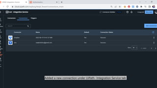 Added a new connection under UiPath- Integration Service tab
 