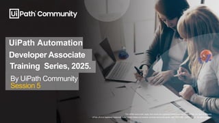The UiPath word mark, logos, and robots are registered trademarks owned by UiPath, Inc. and its affiliates.
UiPath (R) is ...