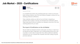 9
Source: https://www.linkedin.com/pulse/how-do-certifications-influence-salary-increases-certiprof-yicpf/
Job Market – 2025 - Certifications
 