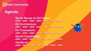 Agenda
Quick Recap on DU basics
DU Architecture
DU Framework
GenAI Capabilities
Hands-on
 