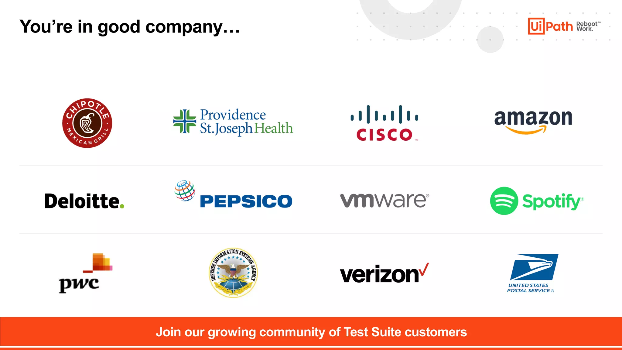 32
You’re in good company…
Join our growing community of Test Suite customers
 