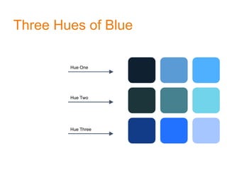 Three Hues of Blue
Hue One
Hue Two
Hue Three
 