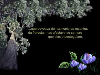 ...que povoava de harmonia os recantos
da floresta, mas afastava-se sempre
que elas o perseguiam.

 