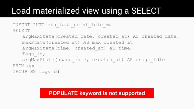 Clickhouse populate materialized view