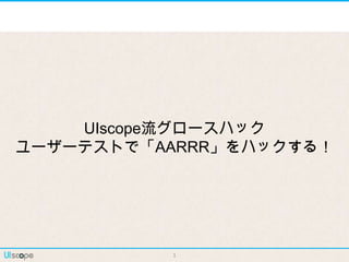 UIscope流グロースハック
ユーザーテストで「AARRR」をハックする！
1
 