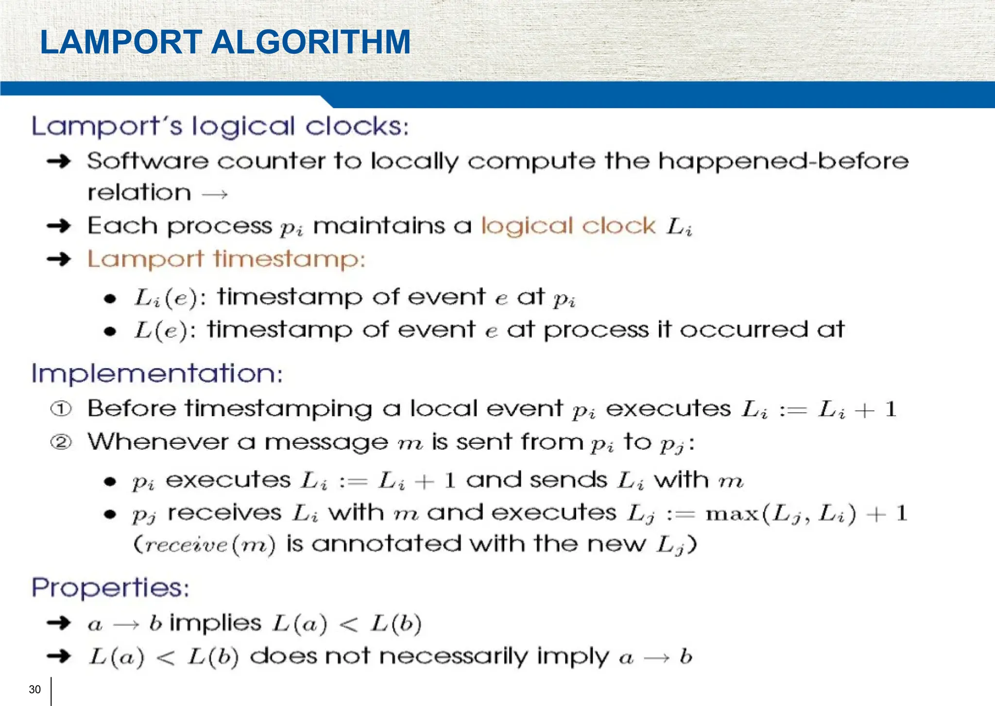 30
LAMPORT ALGORITHM
 