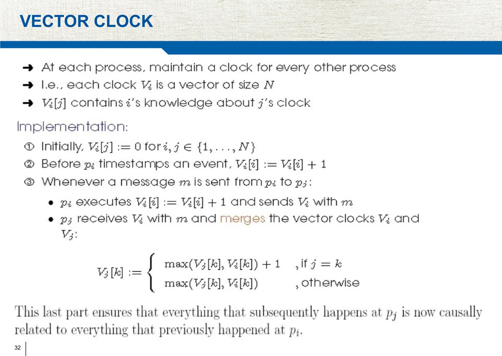 32
VECTOR CLOCK
 