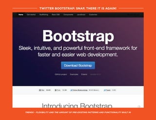 trends – flexibility and the amount of pre-existing patterns and functionality built in
twitter bootstrap: snap, there it is again!
 