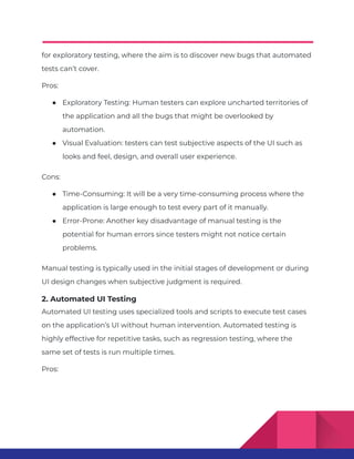 UI Testing: A Complete Guide With Techniques, Tools, & Best Practices | PDF