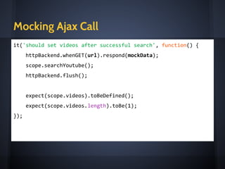 Testing Ajax
stubs & mocks
 