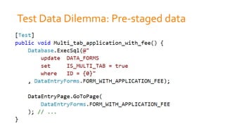Test Data Dilemma: Pre-staged data
 