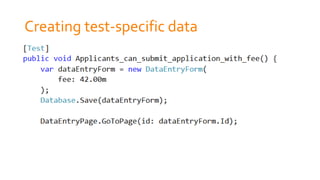 Creating test-specific data
 