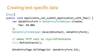 Creating test-specific data
 