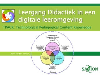 Leergang Didactiek in een digitale leeromgeving TPACK: Technological Pedagogical Content Knowledge 