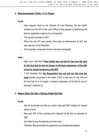 Land Law Ii Notes For Revision Purposes Only