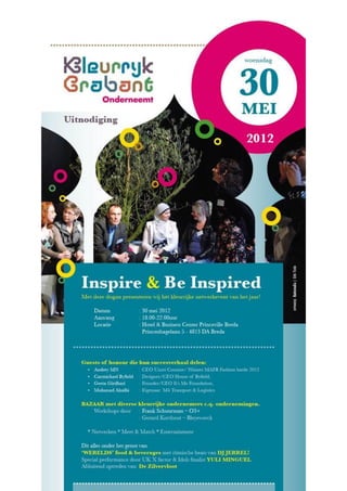 Uitnodiging Kleurrijk Brabant Onderneemt Breda 30 Mei 2012