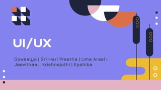 Gowsalya | Sri Hari Preetha | Uma Arasi |
Jeevithaa | Krishnajothi | Epshiba
UI/UX
 