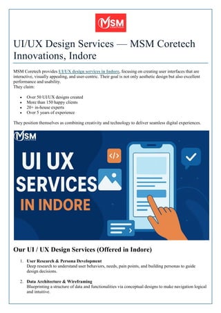 UI/UX Design Services in Indore | MSM Coretech Innovations | PDF