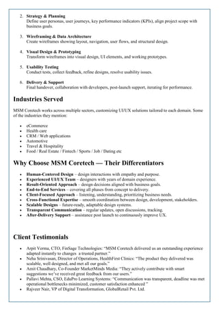 UI/UX Design Services in Indore | MSM Coretech Innovations | PDF