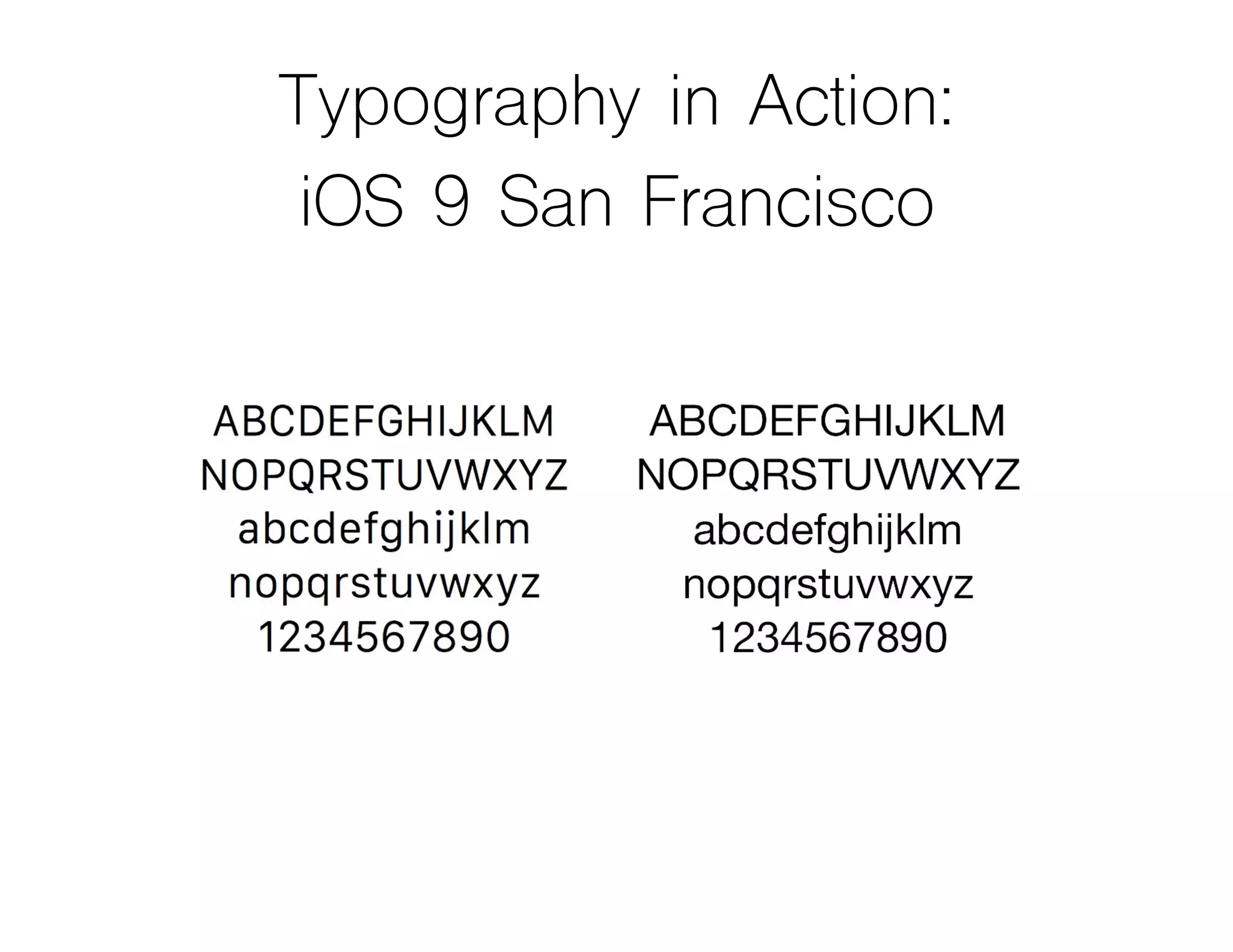 Typography in Action:
iOS 9 San Francisco
 