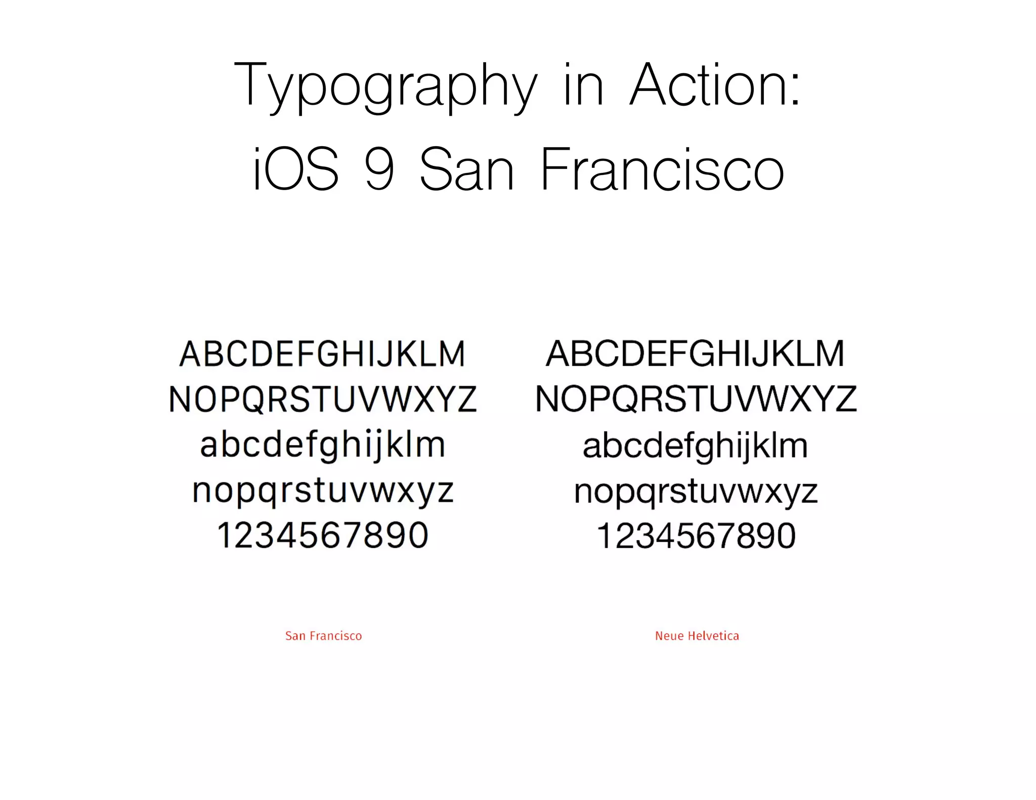 Typography in Action:
iOS 9 San Francisco
 