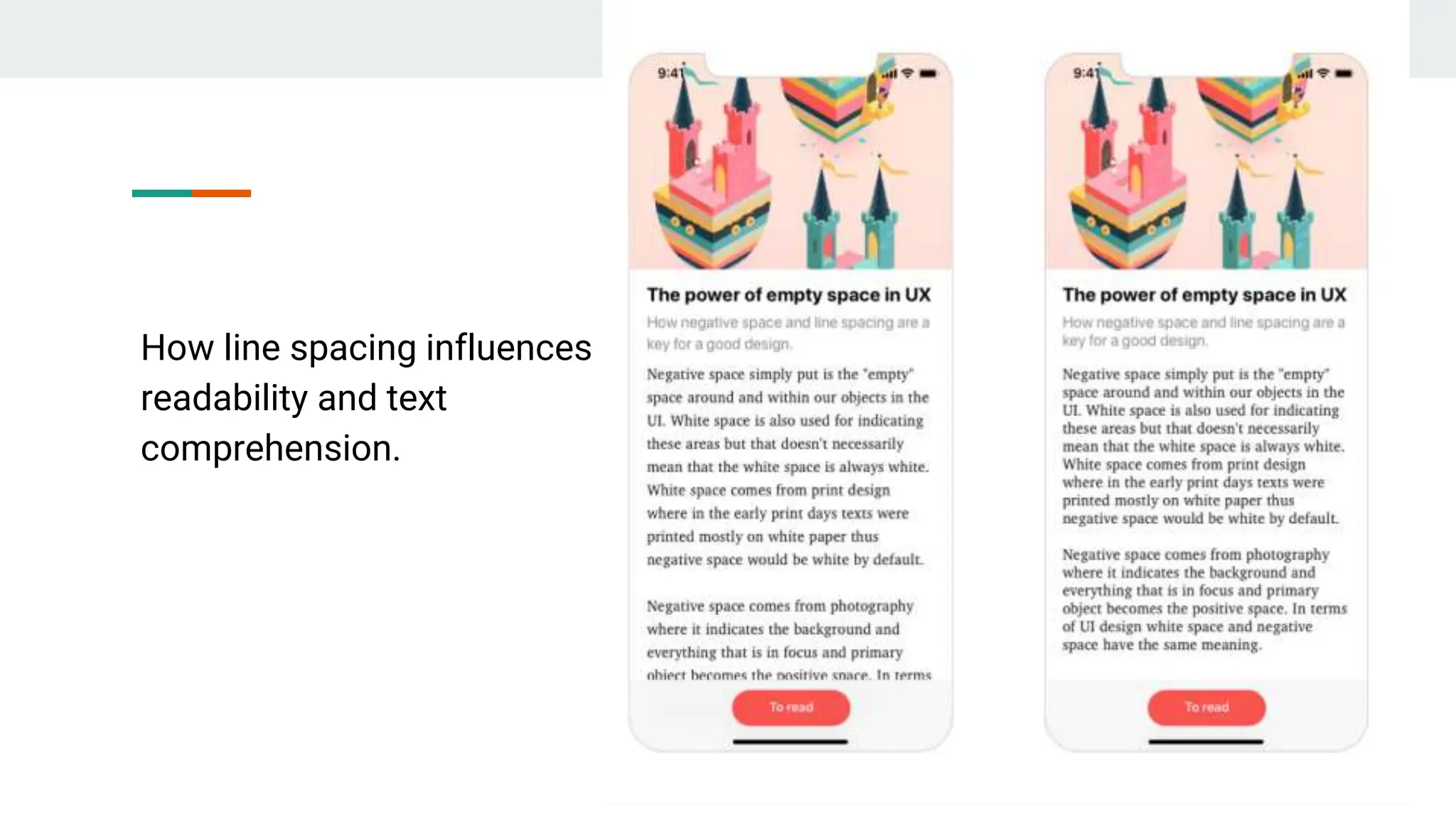 How line spacing influences
readability and text
comprehension.
 