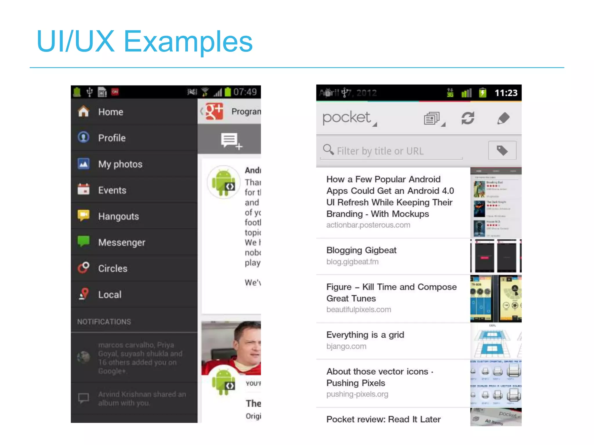 UI/UX Examples
 