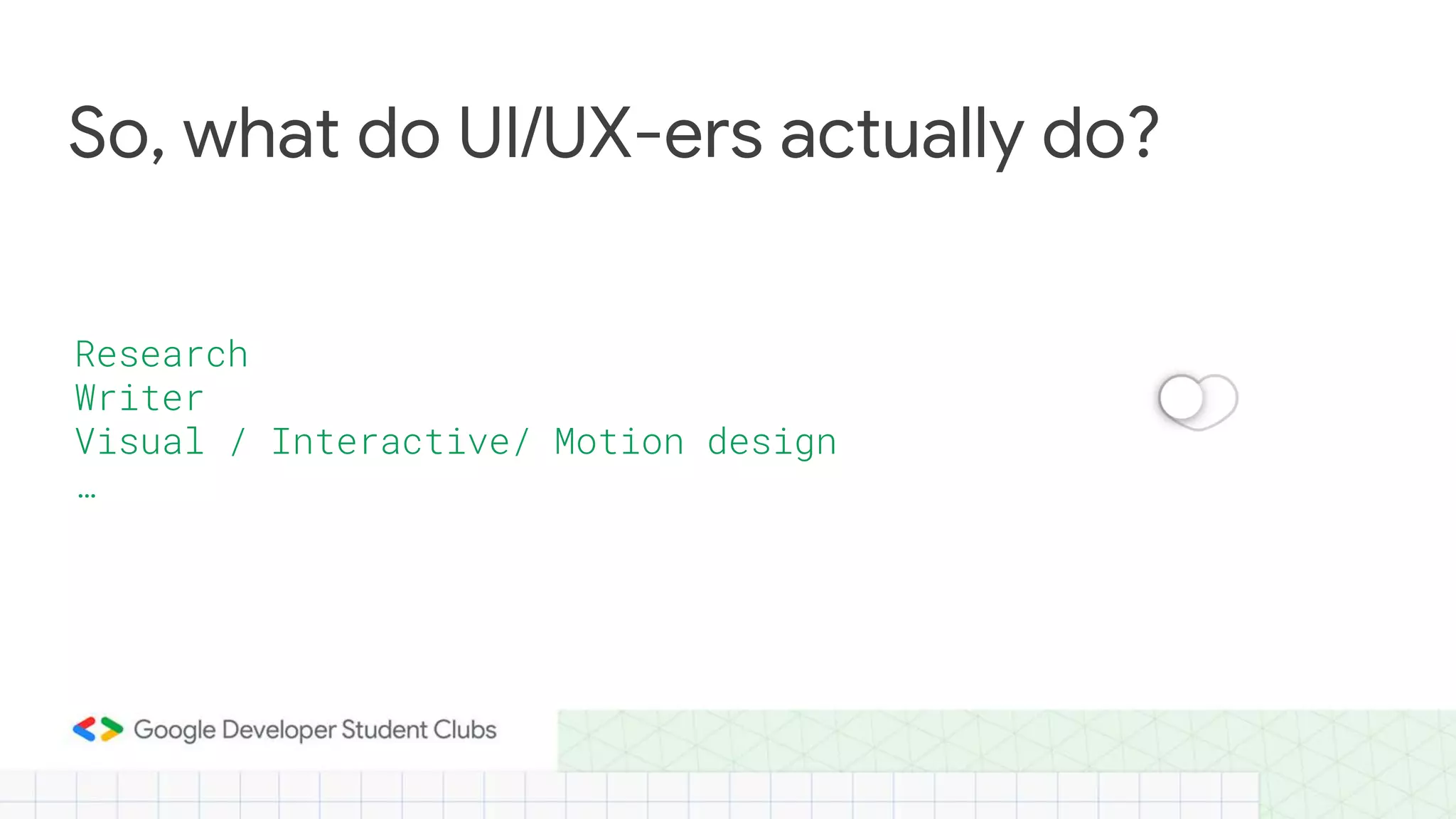 Research
Writer
Visual / Interactive/ Motion design
…
So, what do UI/UX-ers actually do?