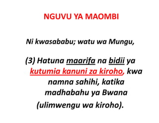 NGUVU YA MAOMBI

Ni kwasababu; watu wa Mungu, 

(3) Hatuna maarifa na bidii ya
 kutumia kanuni za ki h k
 k t i k        i kiroho, kwa
        namna sahihi, katika
                    ,
      madhabahu ya Bwana 
    (ulimwengu wa kiroho).
 