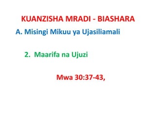 KUANZISHA MRADI ‐ BIASHARA
A. Misingi Mikuu ya Ujasiliamali

  2.  Maarifa Ujuzi
  2 M if na Uj i

            Mwa 30:37‐43,
 