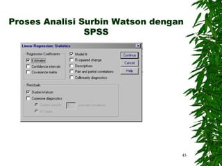 Proses Analisi Surbin Watson dengan
                SPSS




                                  45
 