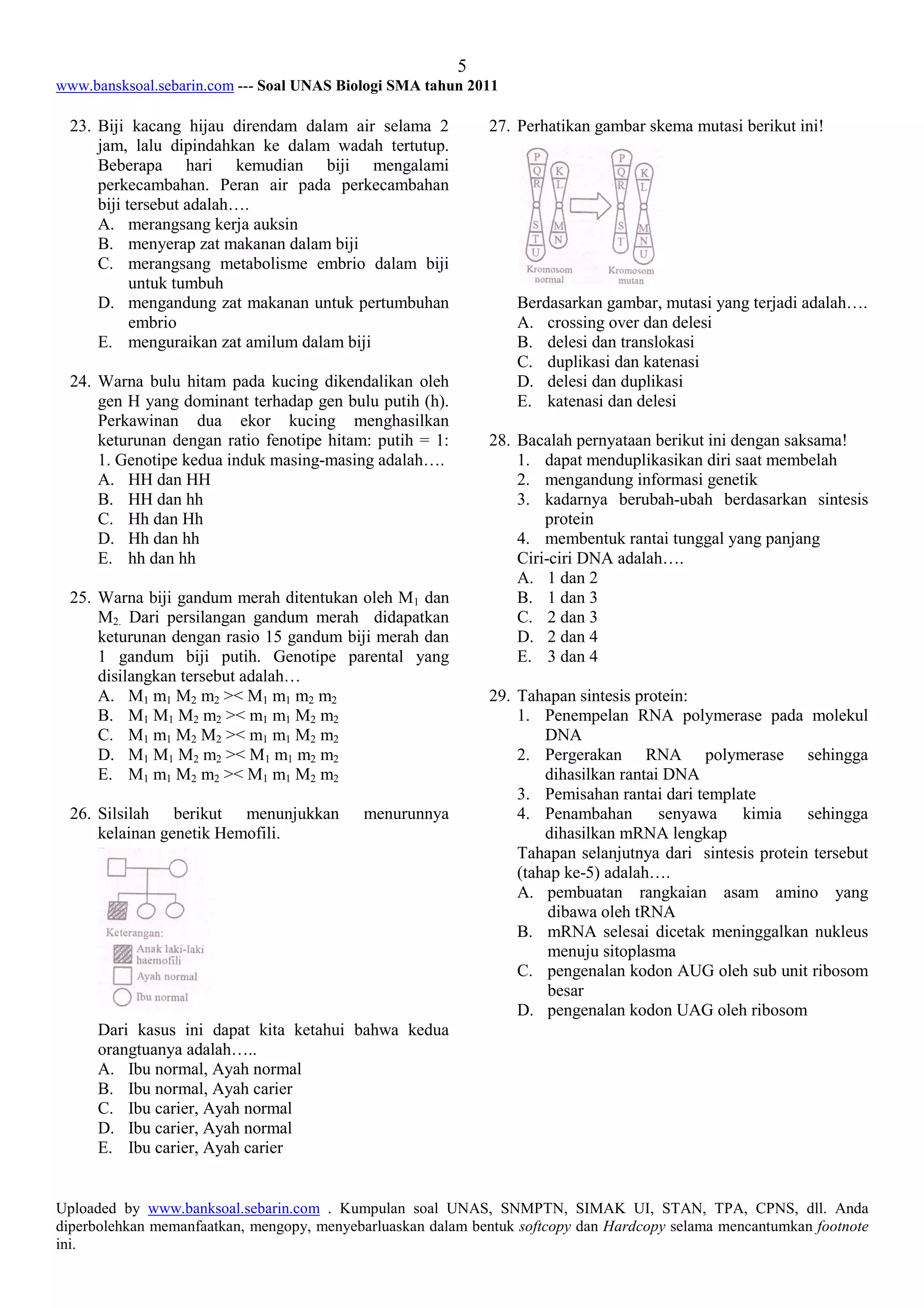 Ujian nasional-bio-2011 | PDF