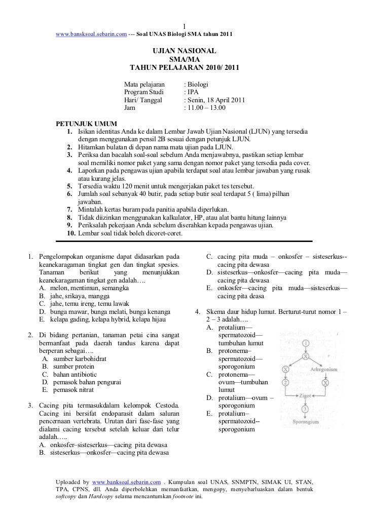 Ujian Nasional Bio 2011