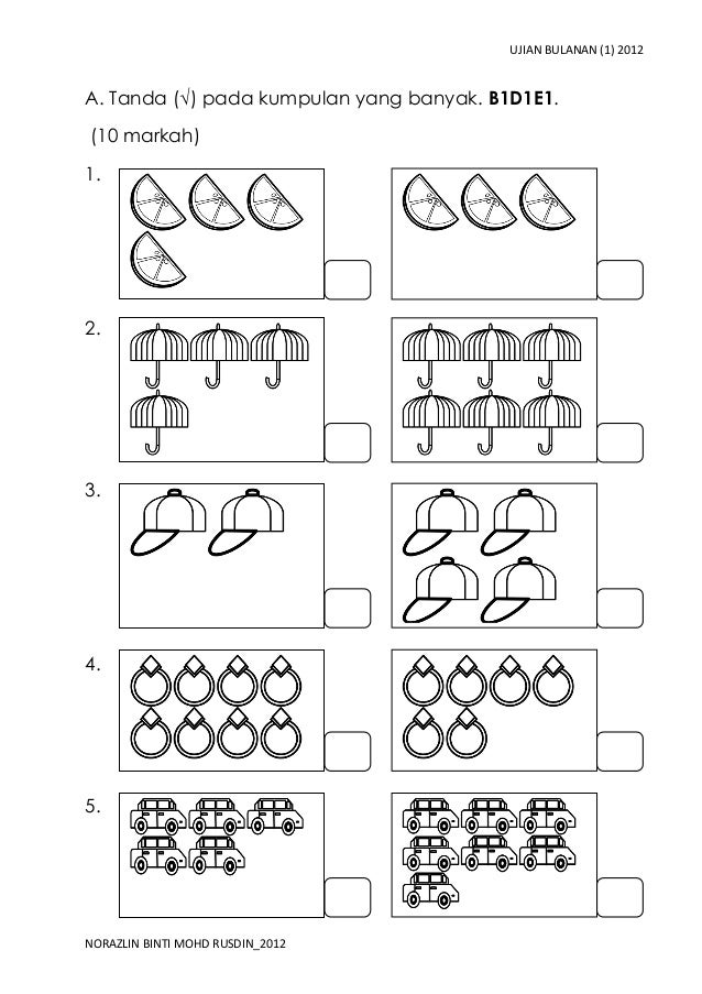 Ujian 1 Matematik Tahun 1 2012