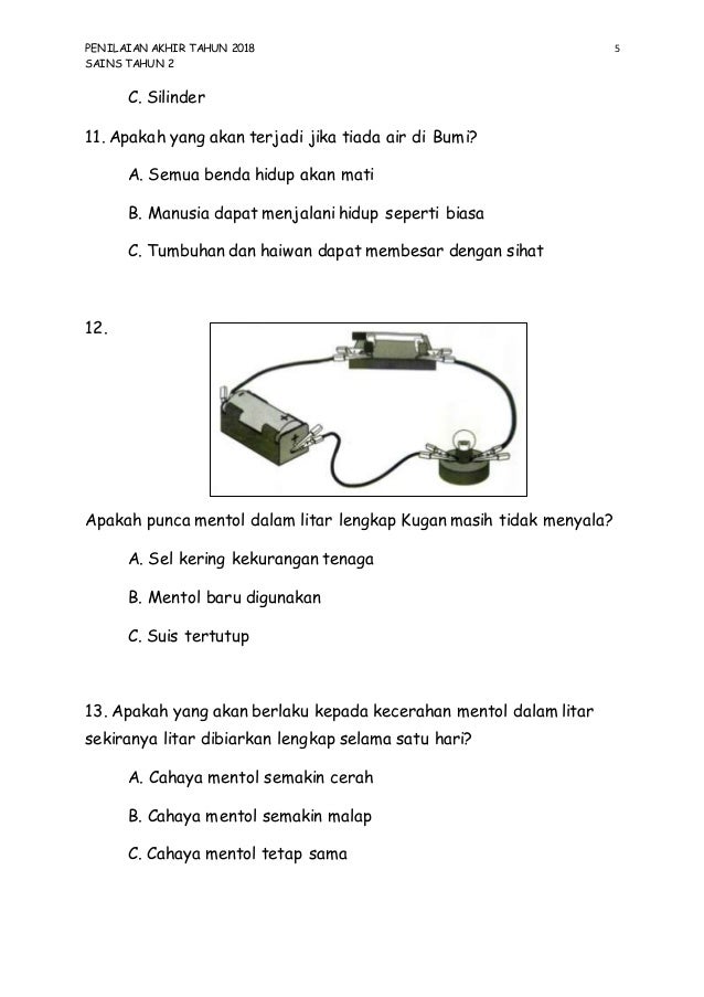 Ujian Sains Tahun 2  Ujian Pertengahan Tahun Sains Tahun 4 Kertas 2