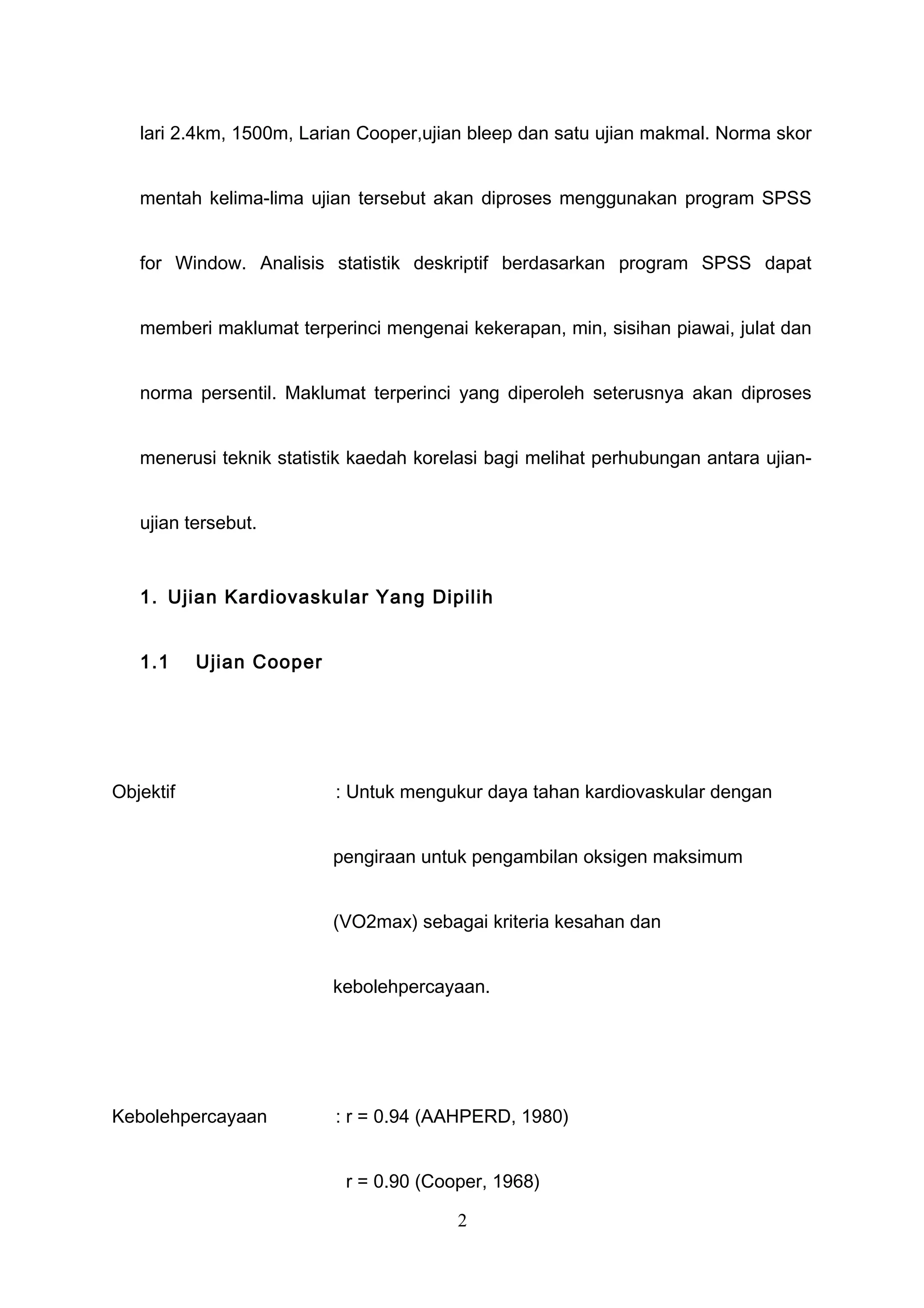 Ujian lari 2.4km, 1500m, larian cooper,ujian bleep dan satu ujian